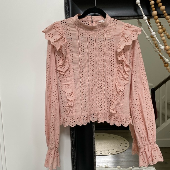 Tulsrosa - Dusty Pink Eyelet Ruffle Top - Picture 1 of 3